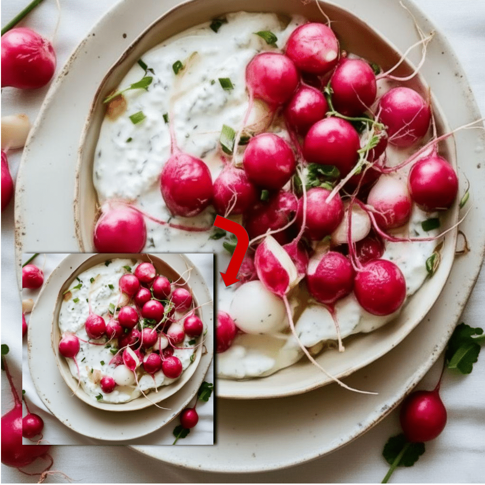 Roasted Radishes Garlic Chive Yogurt Side 2 Roasted Radishes Garlic Chive Yogurt Side