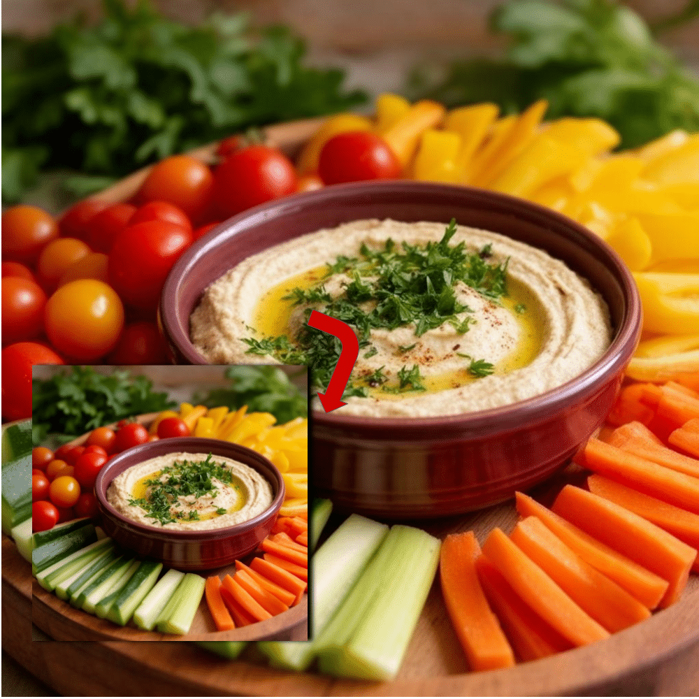 Easy Vegetable Platter with Hummus (Crudités Board) 2 Easy Vegetable Platter with Hummus (Crudités Board)