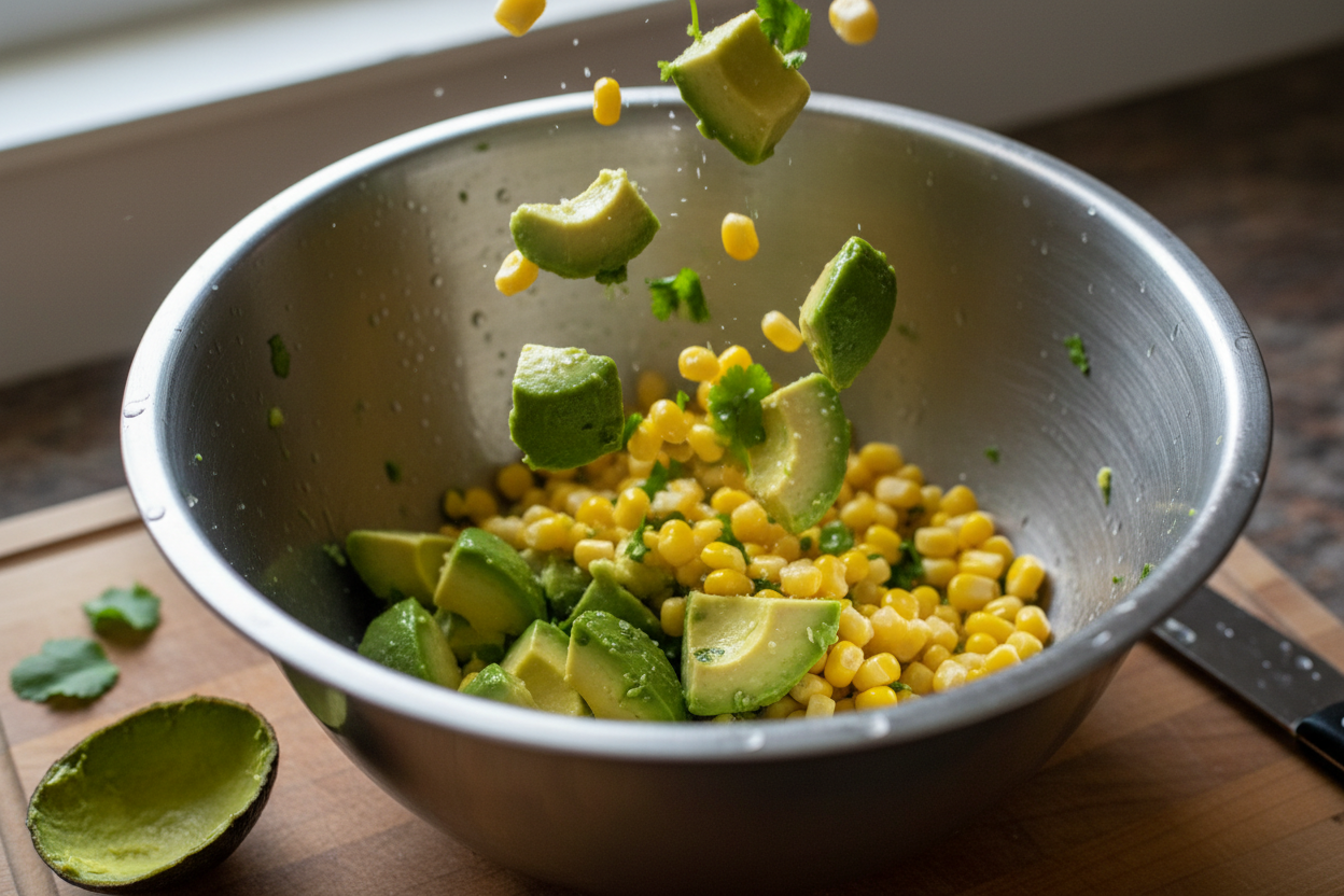 Avocado Corn Salad with Lime Dressing preparation step 1