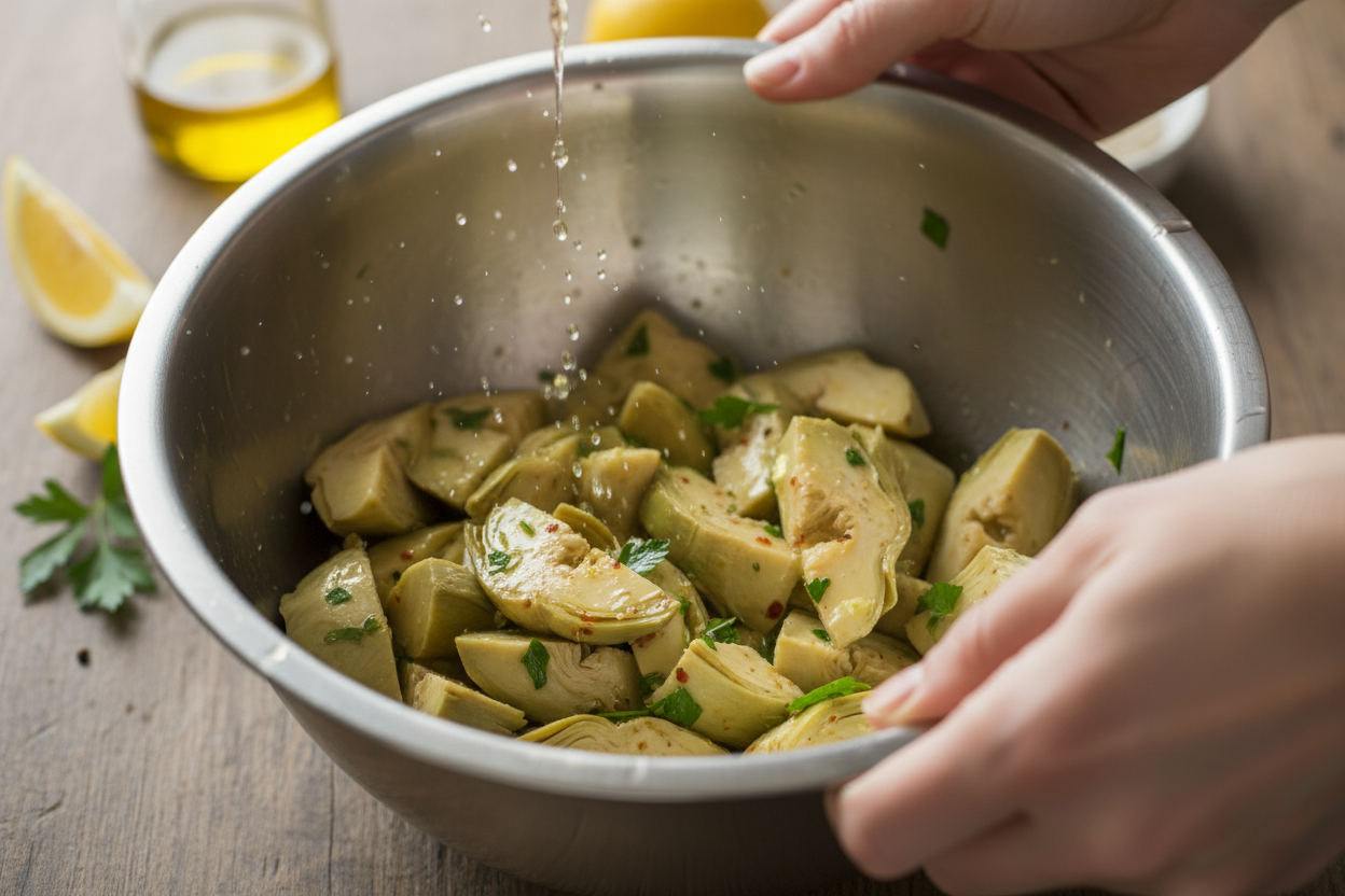 Baked Artichoke Hearts with Seasoned Breadcrumbs preparation step 1