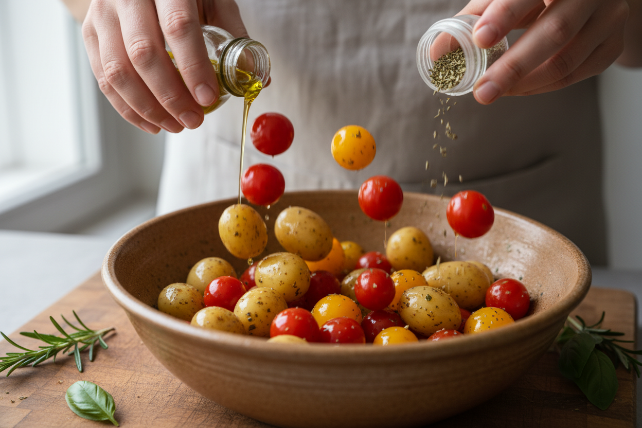 Baked Cod with Roasted Veggies preparation step 1