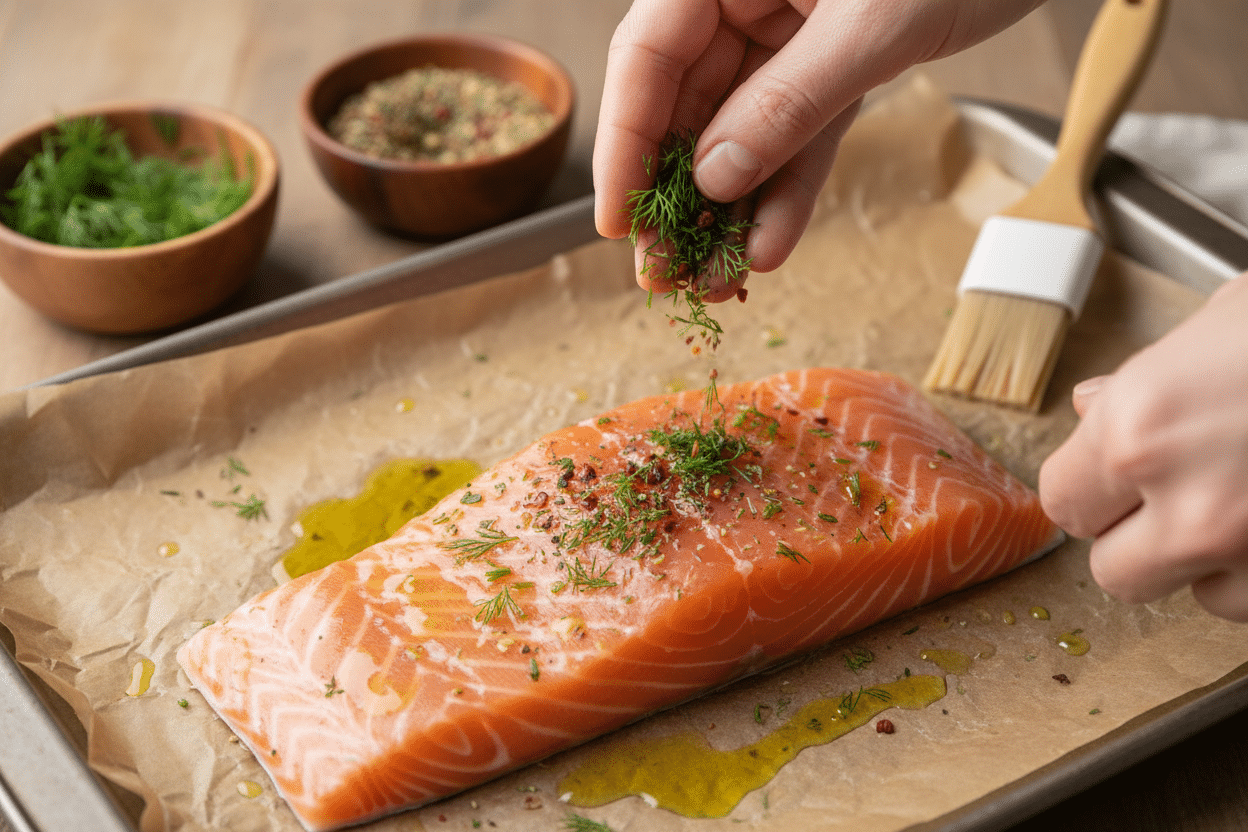 Baked Lemon Dill Fish preparation step 1
