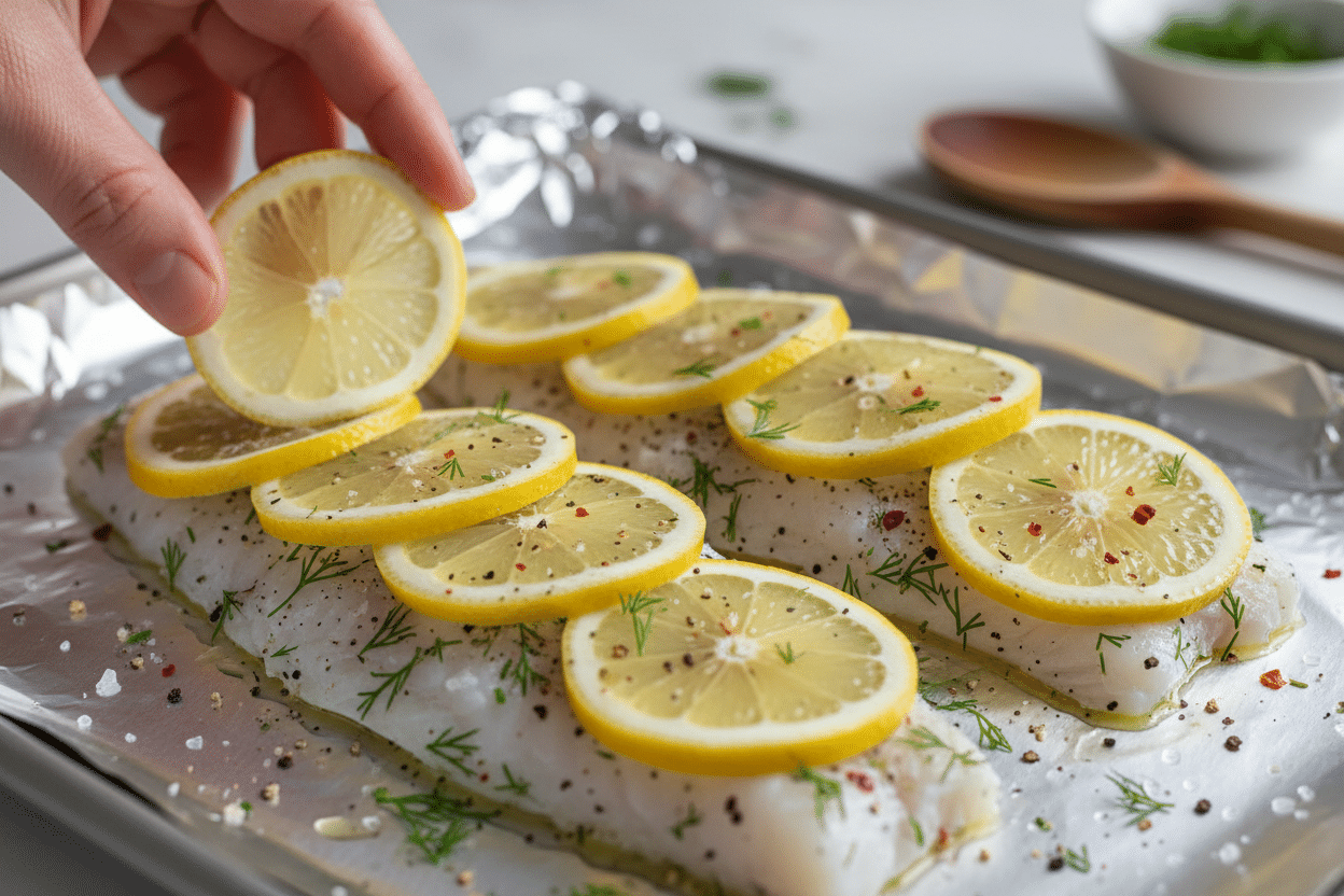 Baked Lemon Dill Fish preparation step 2