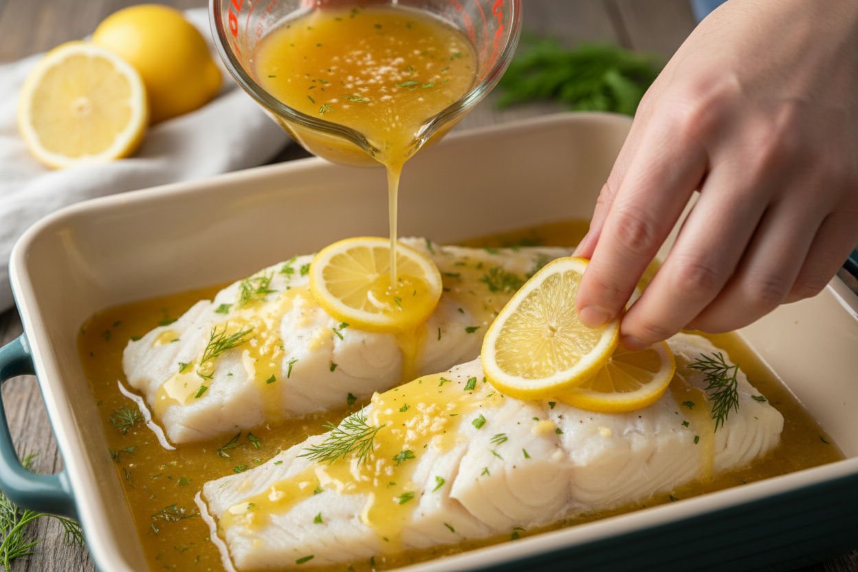 Baked Lemon Garlic Cod Recipe with Butter Sauce preparation step 1