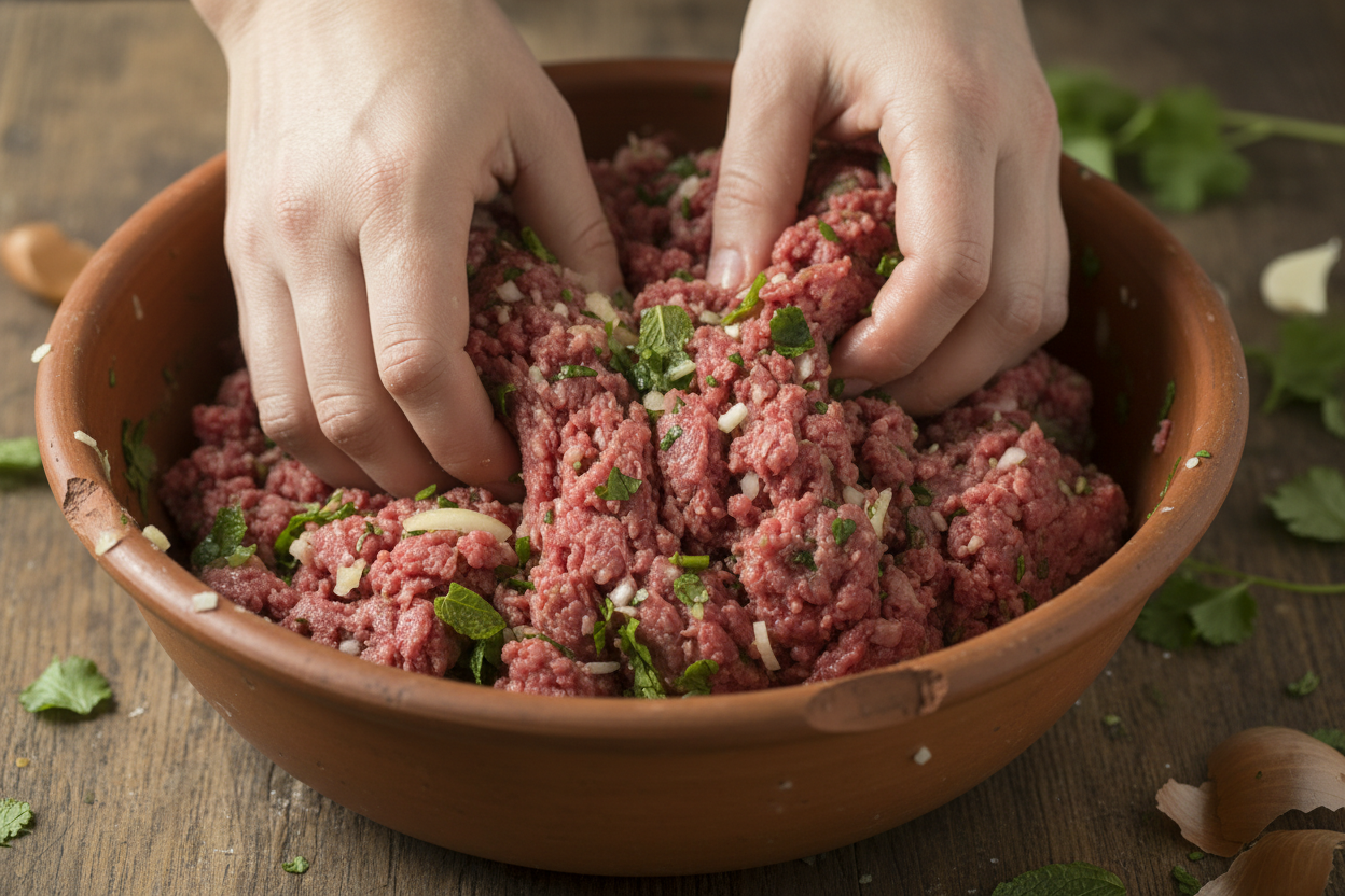 Beef Kofta Kebabs (Easy Ground Beef Kebab Skewers with Garlic & Herbs) preparation step 1