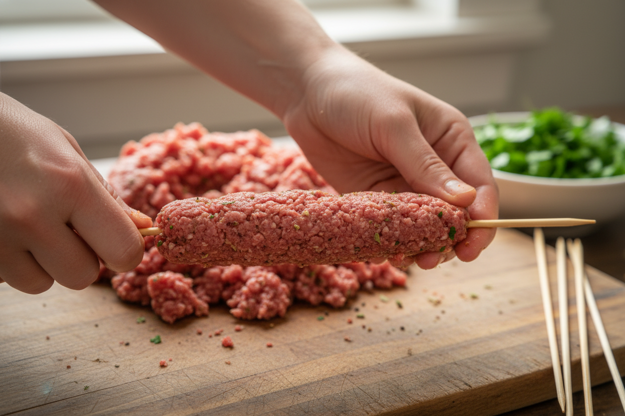 Beef Kofta Kebabs (Easy Ground Beef Kebab Skewers with Garlic & Herbs) preparation step 2