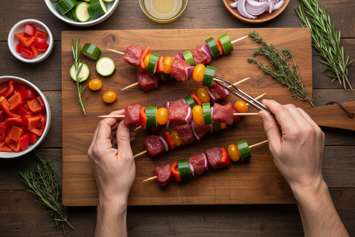 Chicken and Veggie Skewers preparation step 2