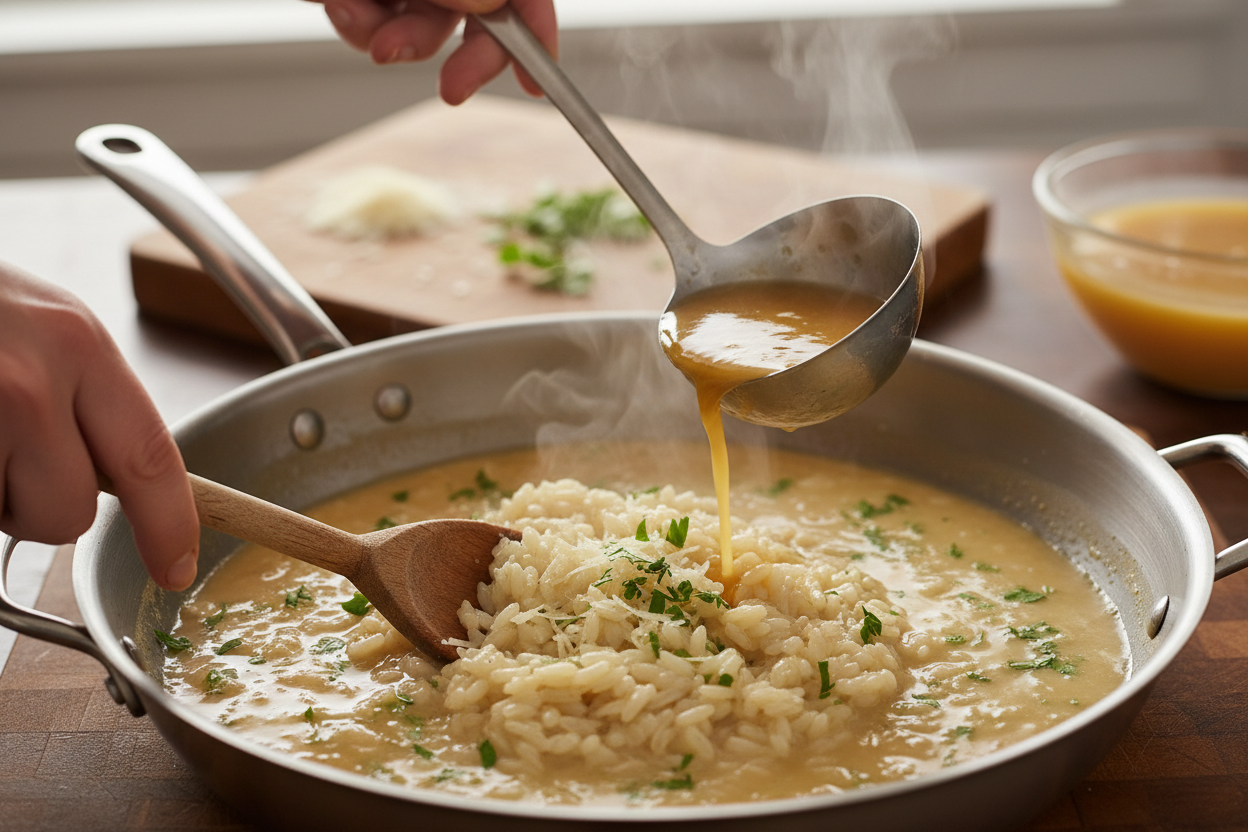 Creamy Garlic Parmesan Mushroom Risotto preparation step 2