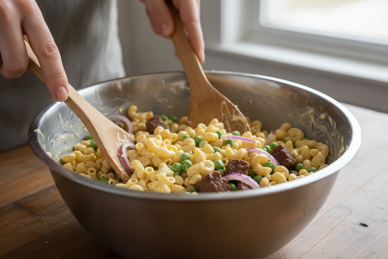 Creamy Peas and Pasta Salad preparation step 1