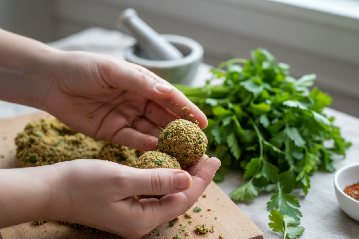 Crispy Air Fryer Falafel Pita Sandwich preparation step 1