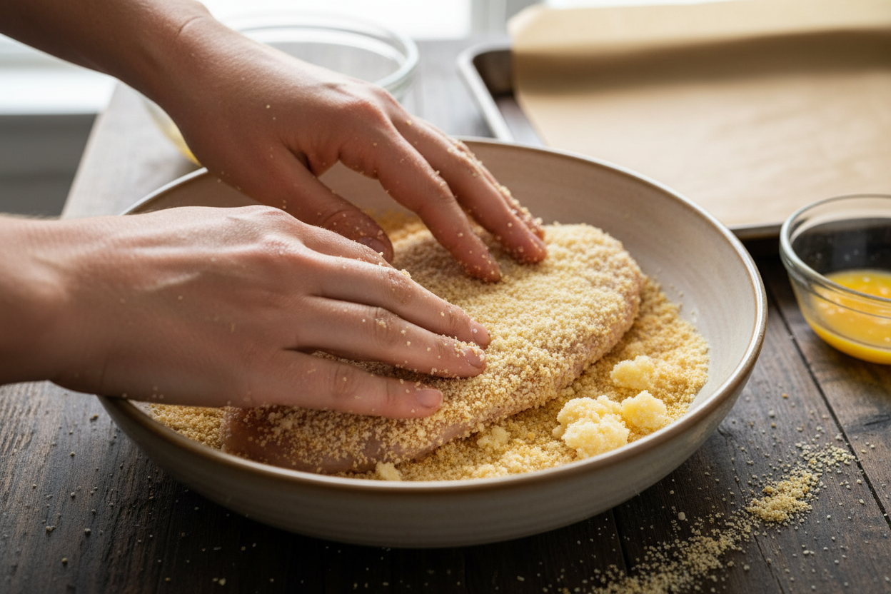 Crispy Chicken Milanese preparation step 1