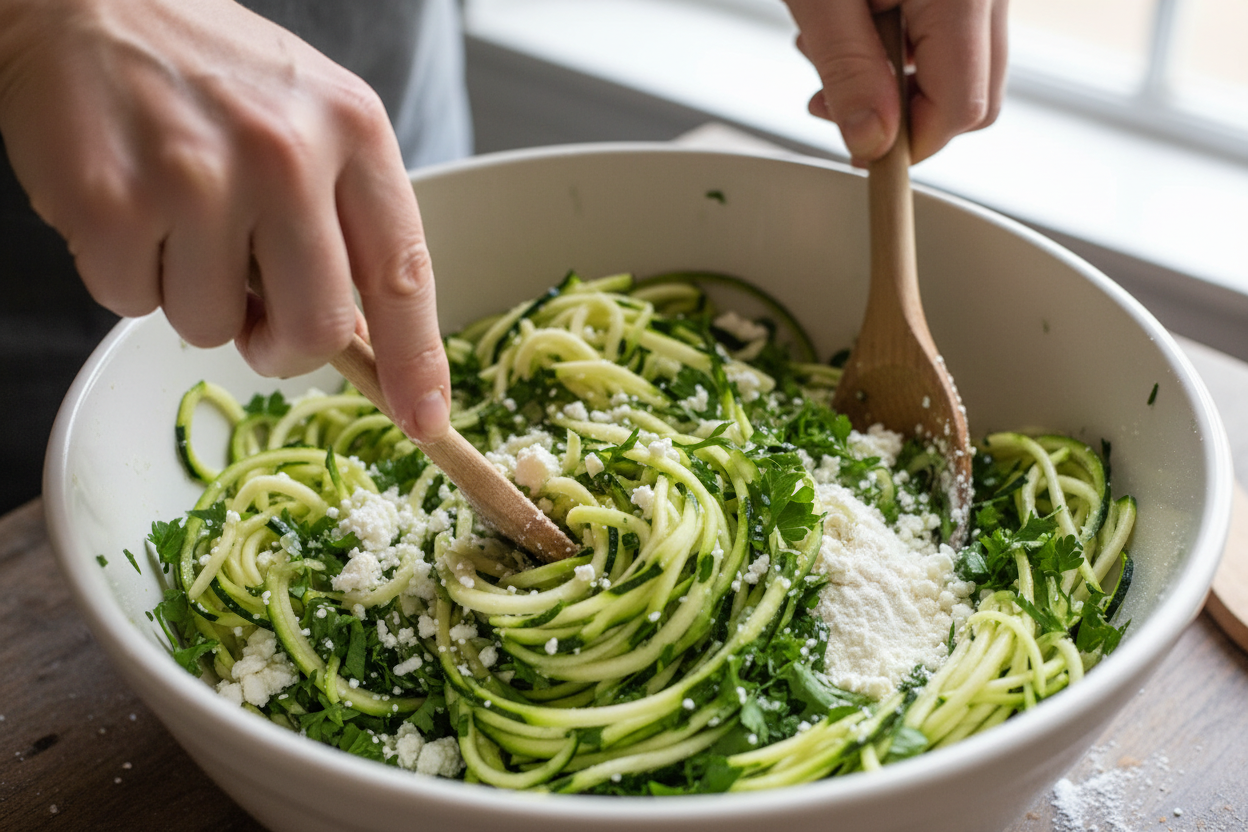 Crispy Greek Zucchini Fritters preparation step 2