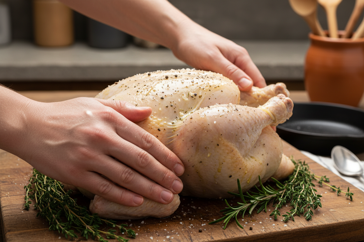 Crispy Lemon Herb Roasted Chicken with Easy Spring Vegetables preparation step 1