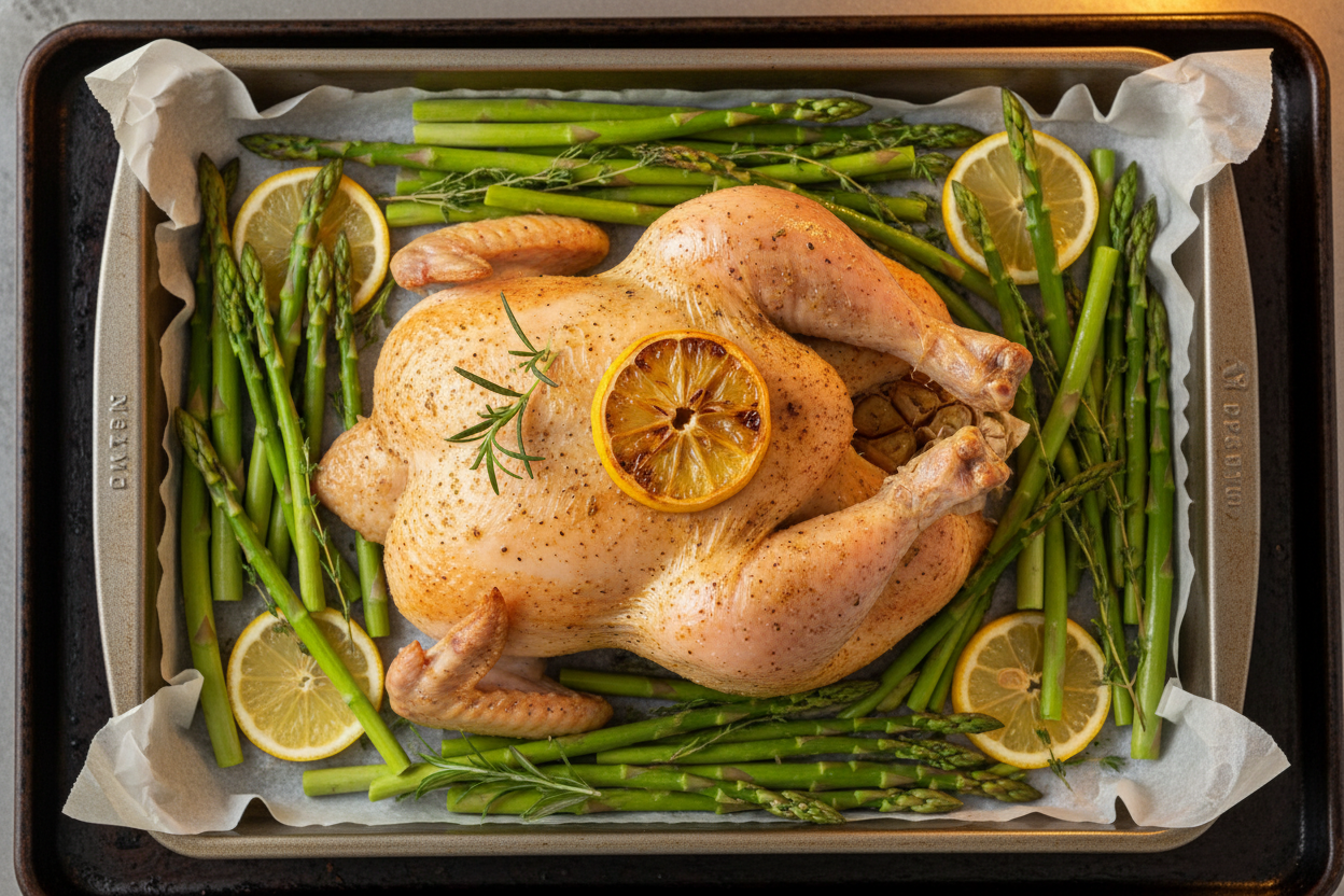 Crispy Lemon Herb Roasted Chicken with Easy Spring Vegetables preparation step 2
