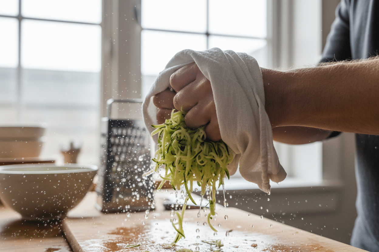 Crispy Zucchini Fritters – High Protein, Low Carb & Air Fryer Friendly preparation step 1