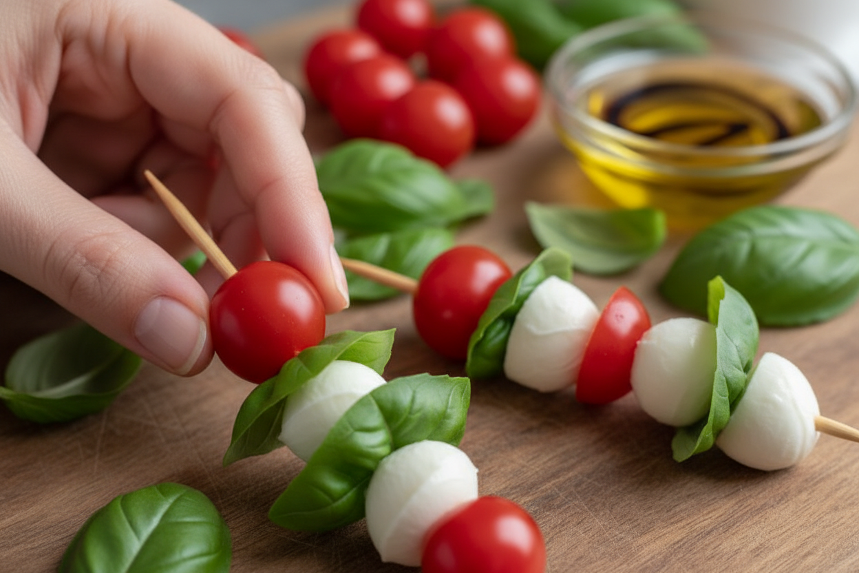 Delicious Caprese Skewers preparation step 1