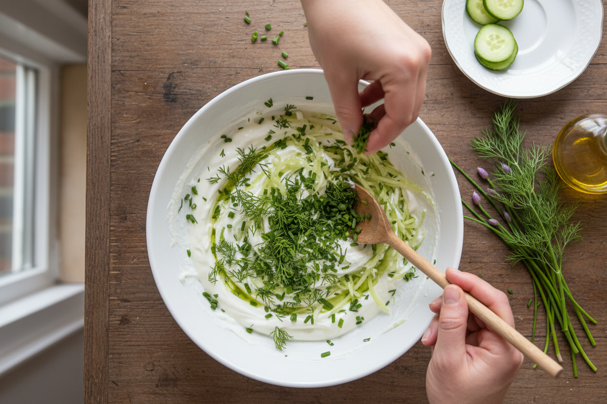 Delicious Creamy Dill Cucumber Yogurt Dip preparation step 2