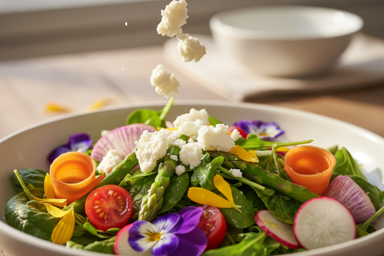 Delightful Spring Salad with Goat Cheese and Veggies preparation step 2