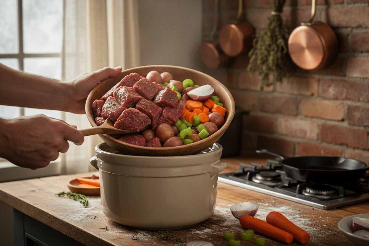 Easiest Crock Pot Beef Stew (Simple & Hearty) 2 Easiest Crock Pot Beef Stew Recipe Ever preparation step 1