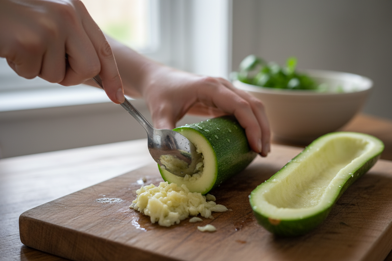 Easy Ground Beef Zucchini Boats preparation step 1