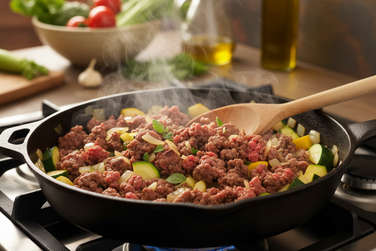 Easy Ground Beef Zucchini Boats preparation step 2