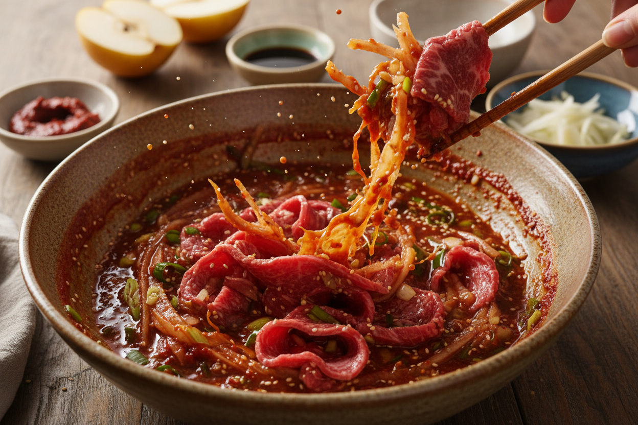 Easy Korean Beef Bulgogi Recipe (Quick & Authentic) 2 Easy Korean Beef Bulgogi – Quick Weeknight Dinner preparation step 1