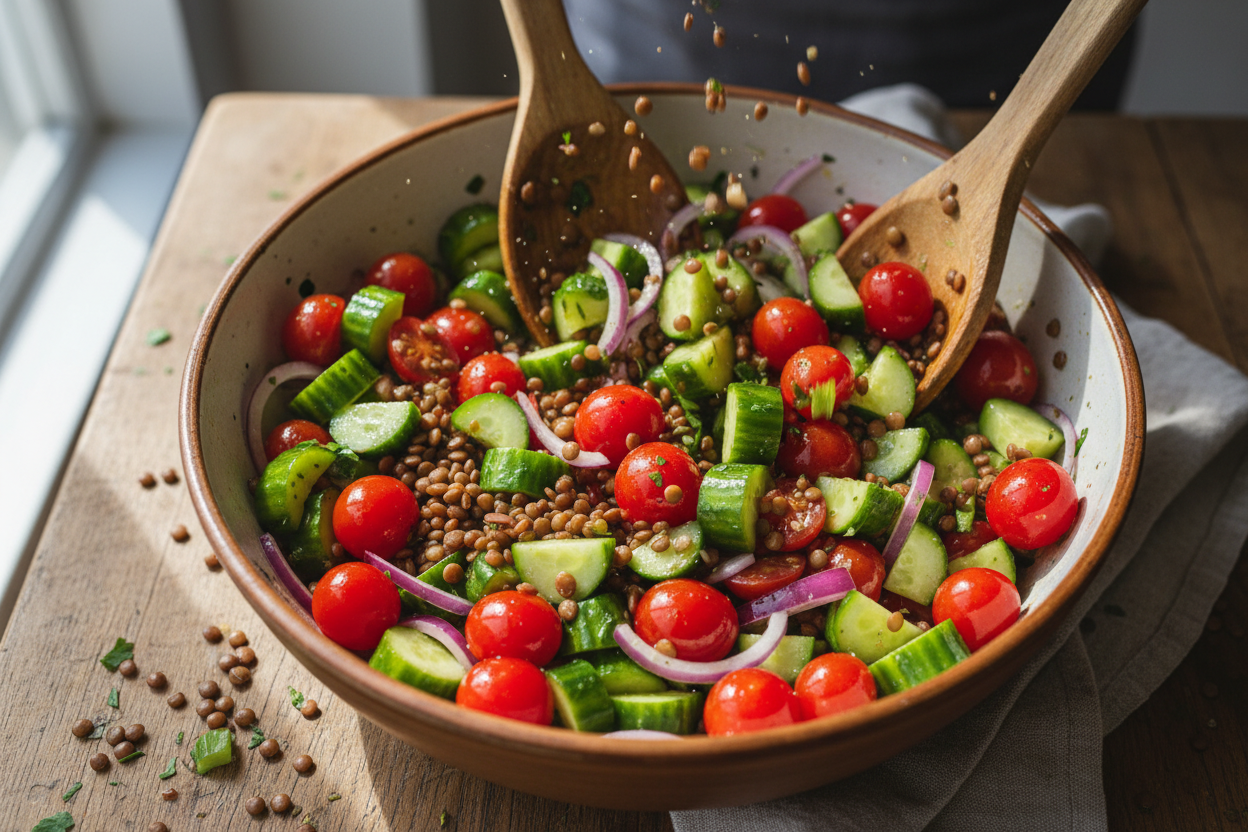 Easy Mediterranean Lentil Salad preparation step 1