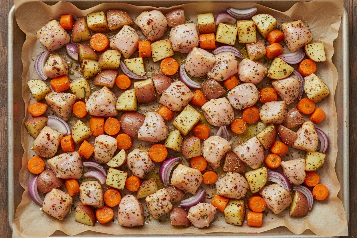 Easy Sheet Pan Chicken and Veggies preparation step 2