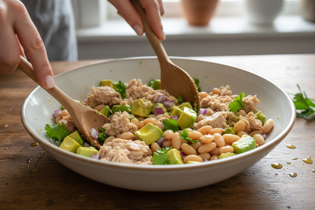 Easy White Bean Tuna Salad Recipe (No Mayo) 2 Easy White Bean And Tuna Salad preparation step 1