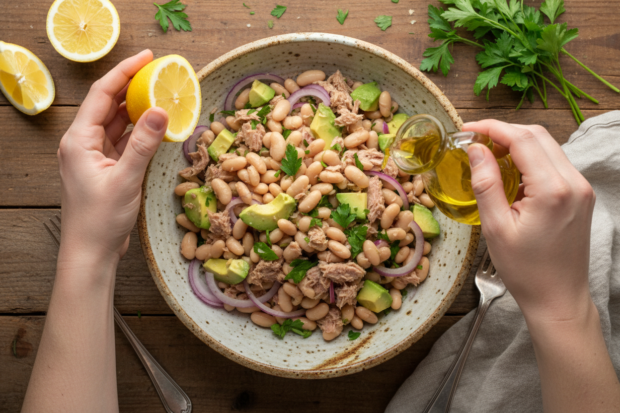 Easy White Bean Tuna Salad Recipe (No Mayo) 3 Easy White Bean And Tuna Salad preparation step 2