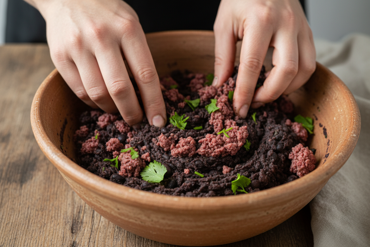 Epic Black Bean Burger preparation step 1