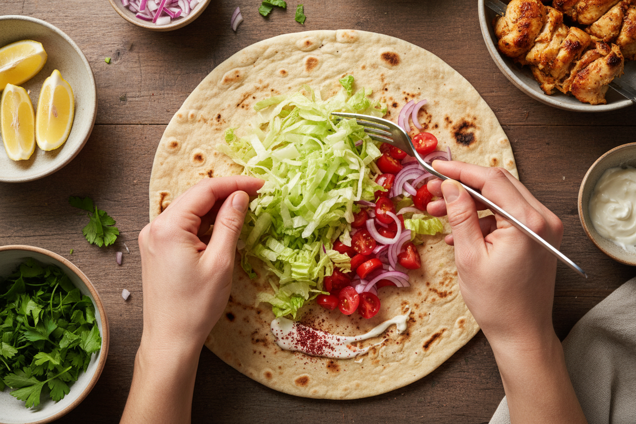 Flavorful Chicken Shawarma Wraps preparation step 2