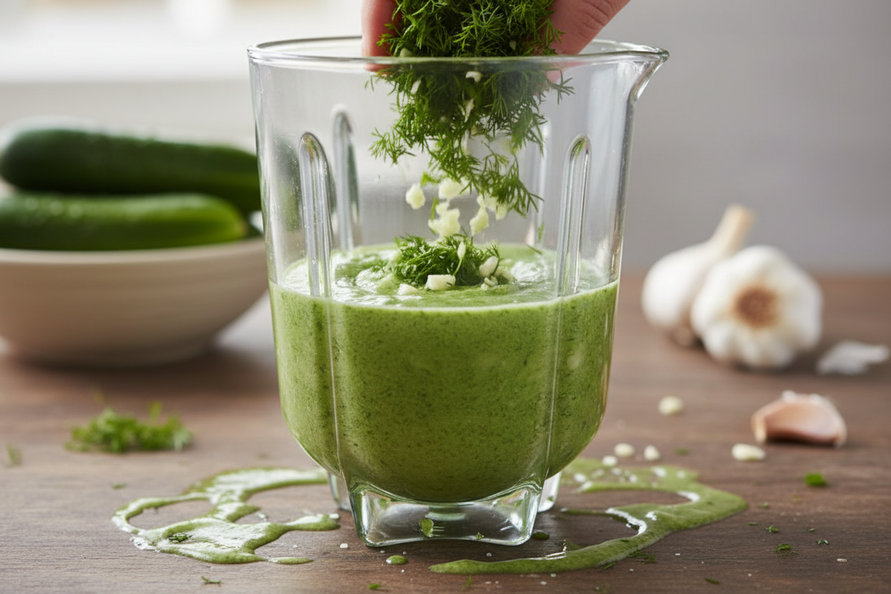 Fresh Chilled Cucumber Dill Soup preparation step 1