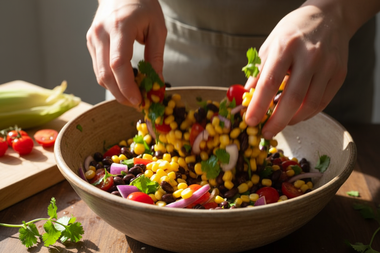Fresh Summer Corn & Black Bean Salad preparation step 1