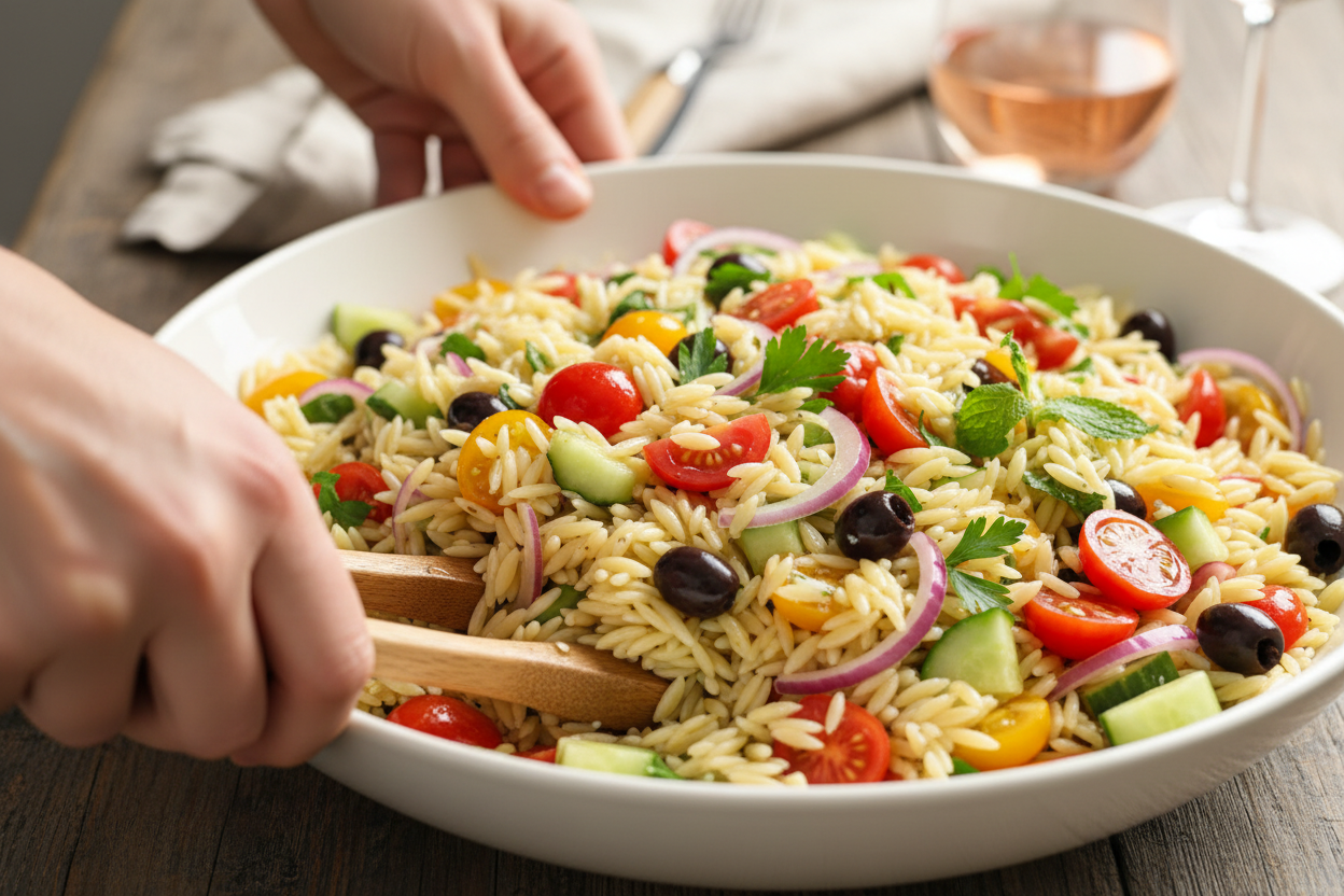 Fresh Zesty Mediterranean Orzo Salad preparation step 1