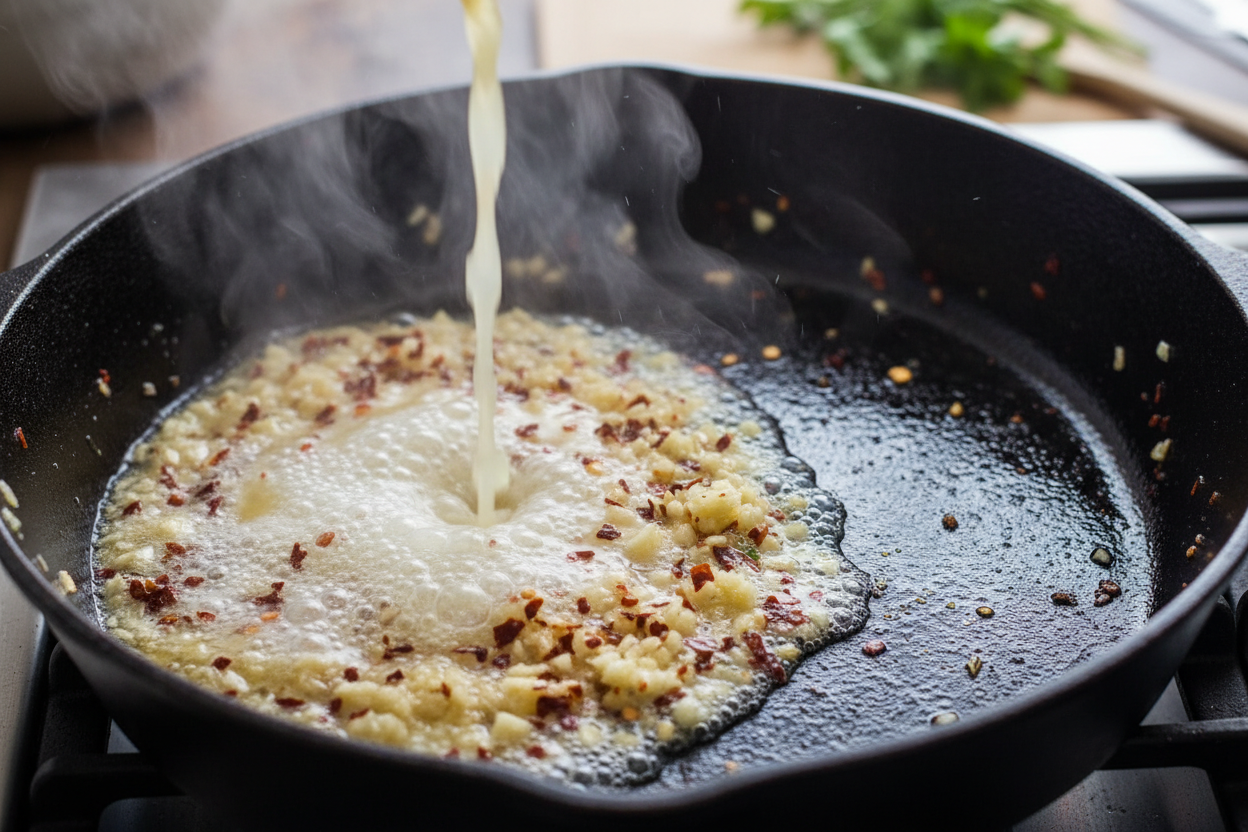 Garlic Butter Shrimp Scampi Pasta preparation step 2