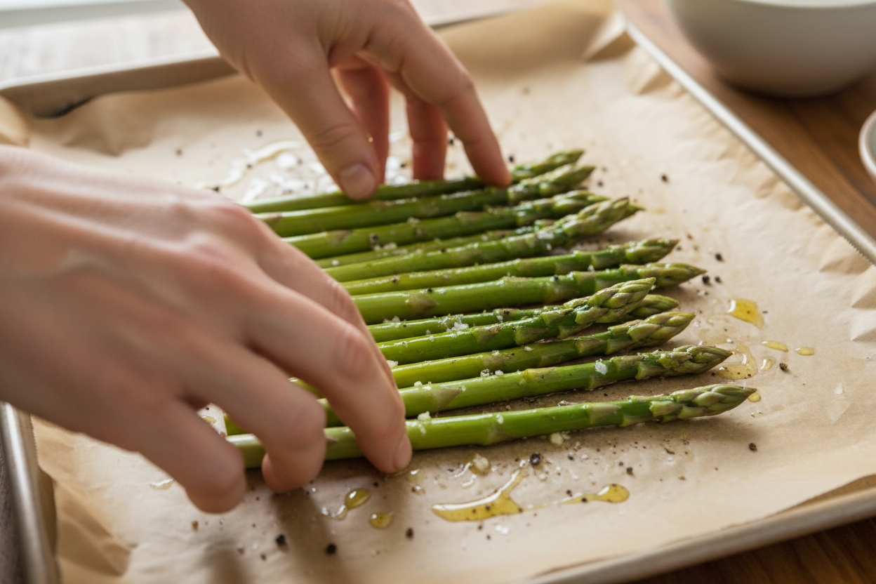 Garlic Parmesan Roasted Asparagus Recipe 2 Garlic Parmesan Roasted Asparagus preparation step 1