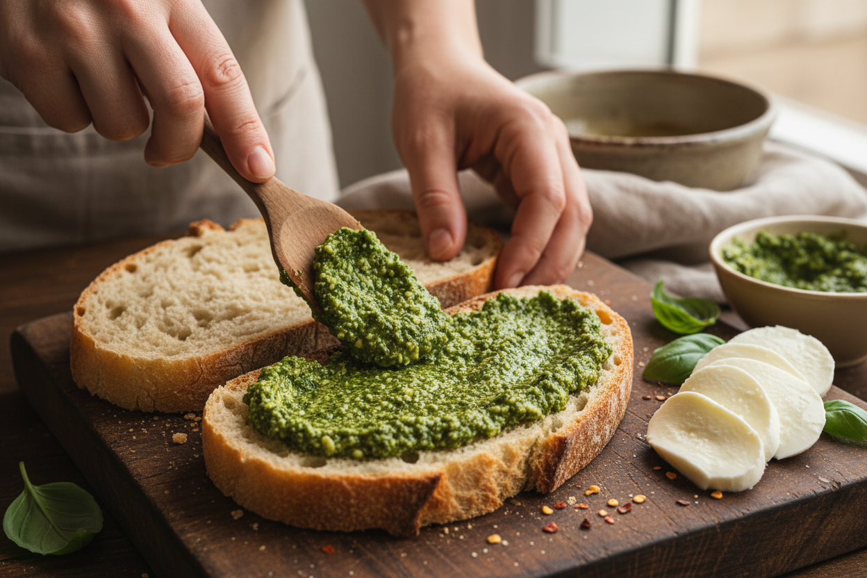 Grilled Chicken Pesto Panini With Mozzarella preparation step 2