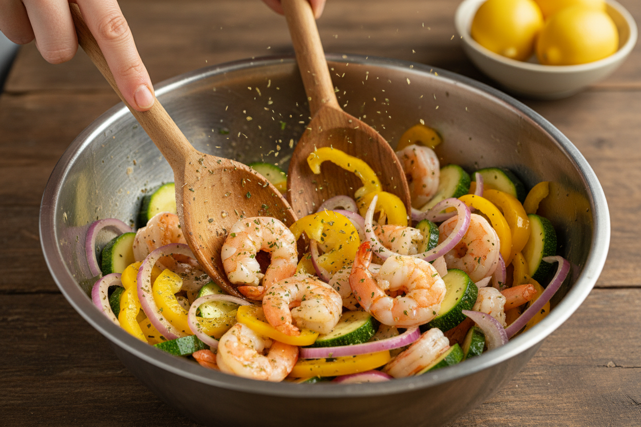Grilled Lemon Herb Shrimp Skewers preparation step 1