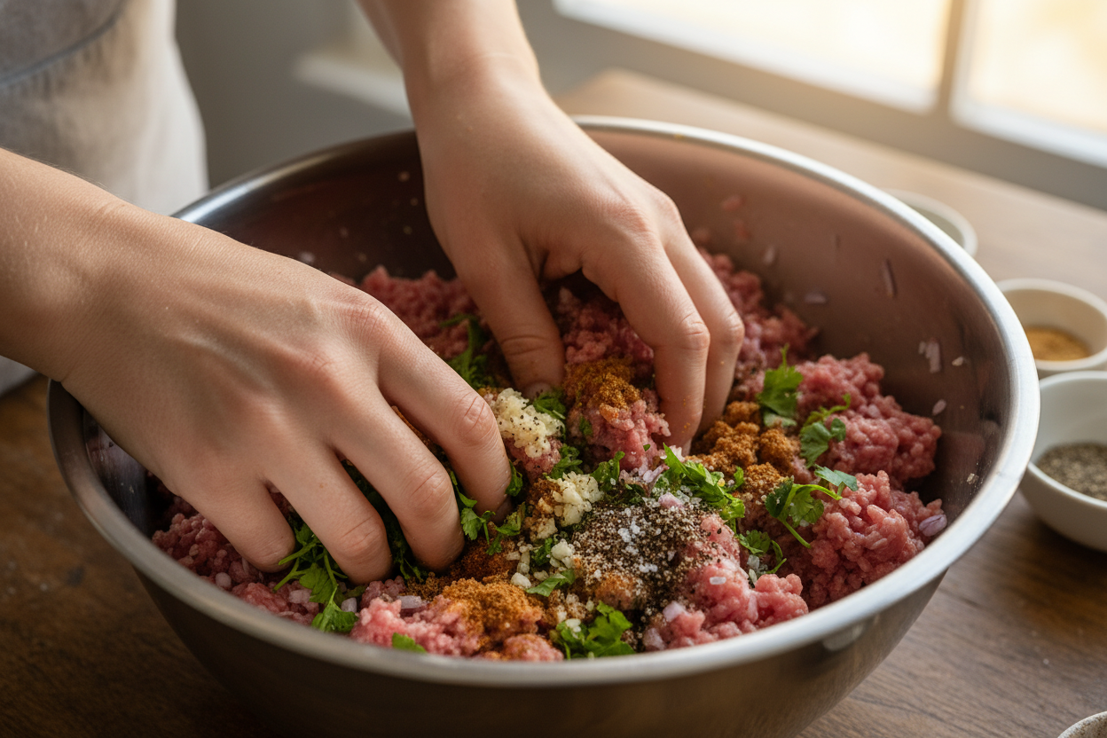 Grilled Spiced Lamb Kofta preparation step 1