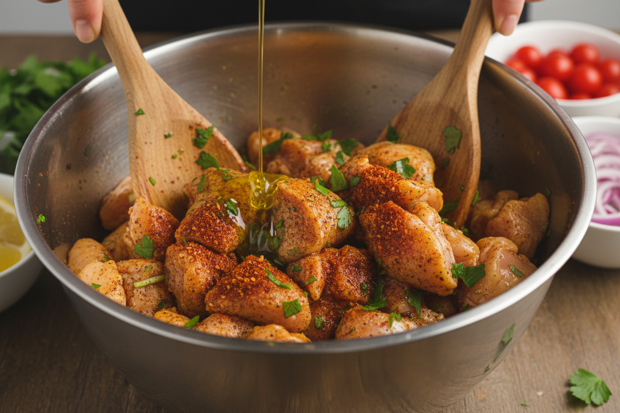 Healthy Chicken Shawarma Bowl preparation step 1