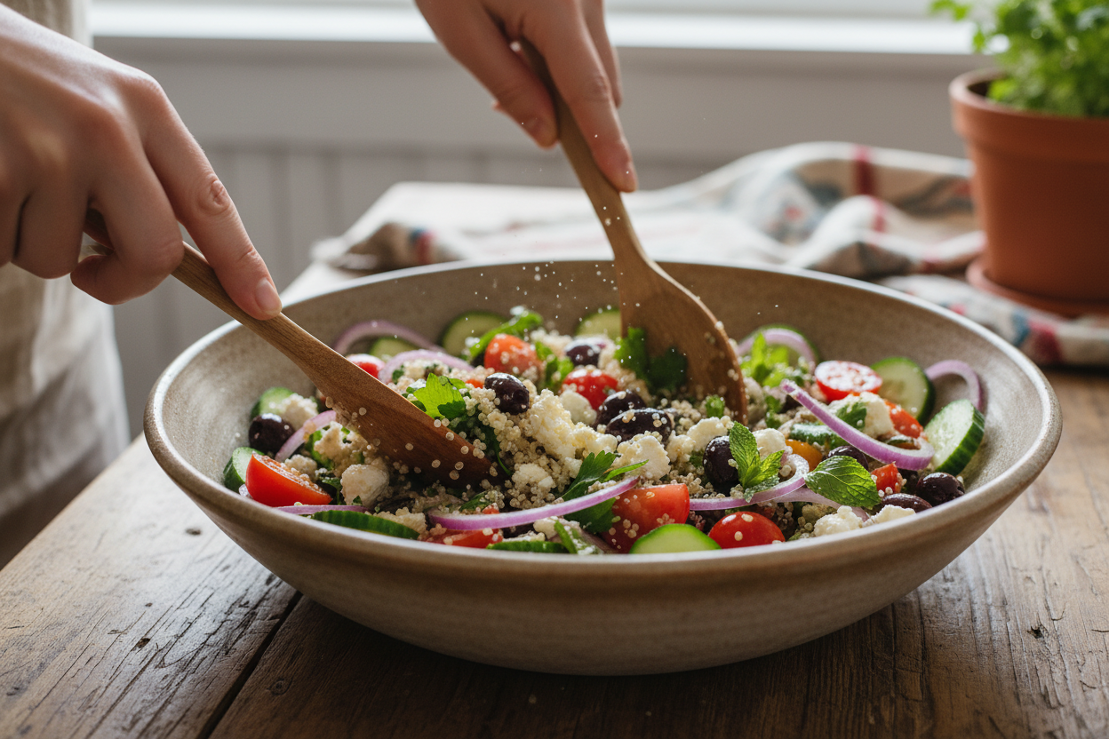 Easy Mediterranean Quinoa Salad Recipe 2 Healthy Mediterranean Quinoa Salad preparation step 1