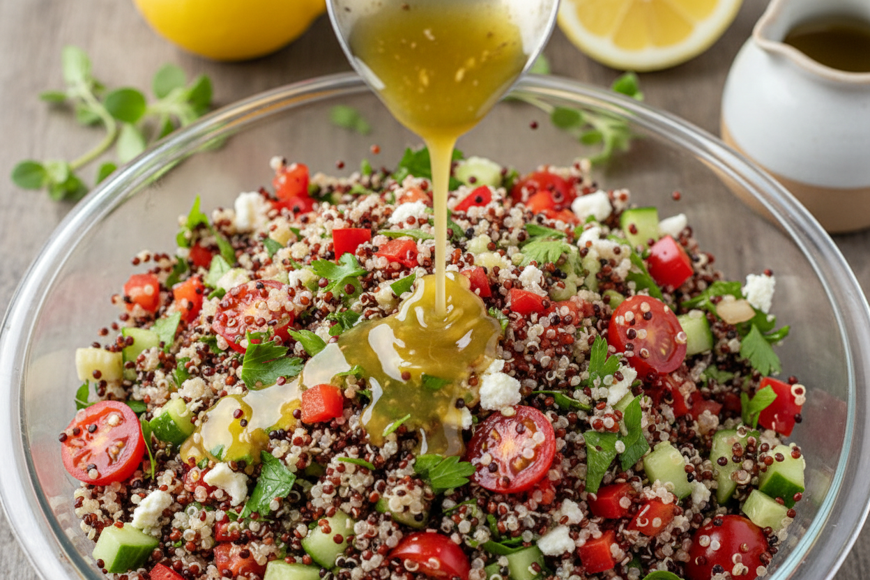 Easy Mediterranean Quinoa Salad Recipe 3 Healthy Mediterranean Quinoa Salad preparation step 2