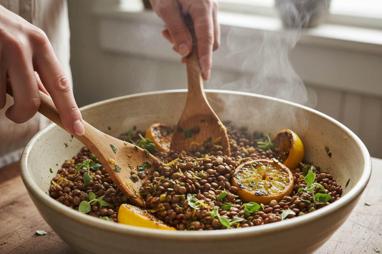 Hearty Mediterranean Lentil Salad preparation step 1