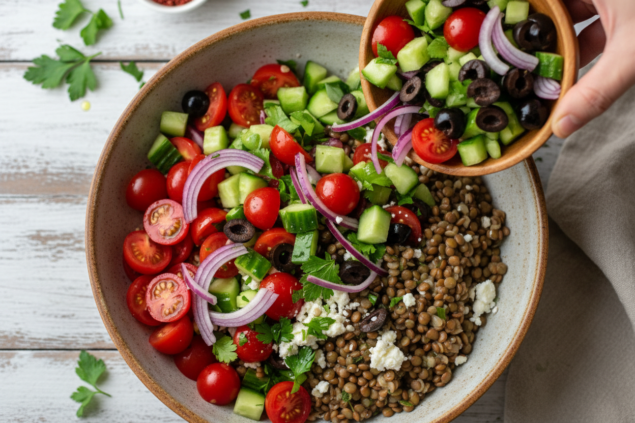 Hearty Mediterranean Lentil Salad preparation step 2