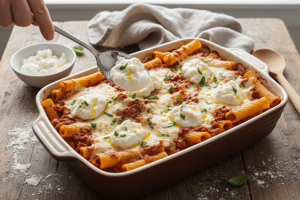 Homemade Baked Ziti With Ground Beef And Ricotta preparation step 2