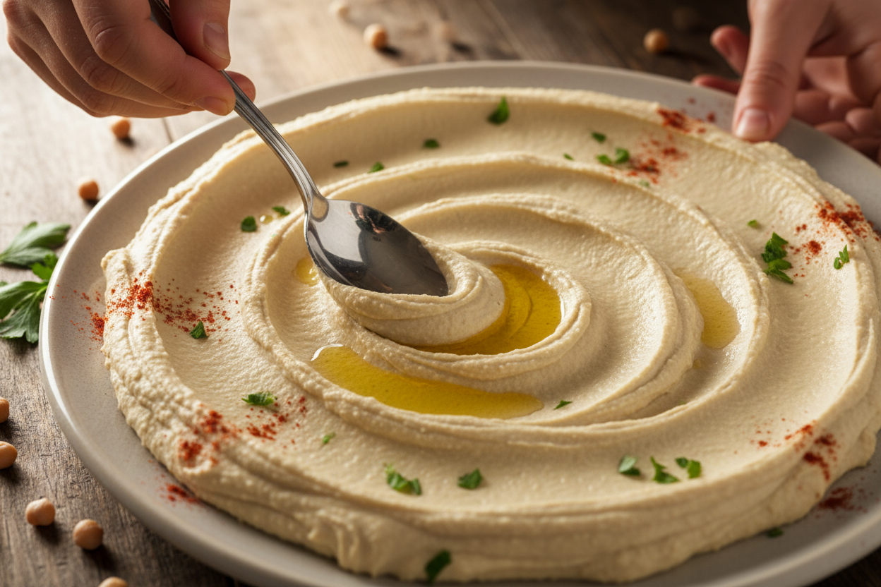 Hummus & Pita Plate preparation step 1