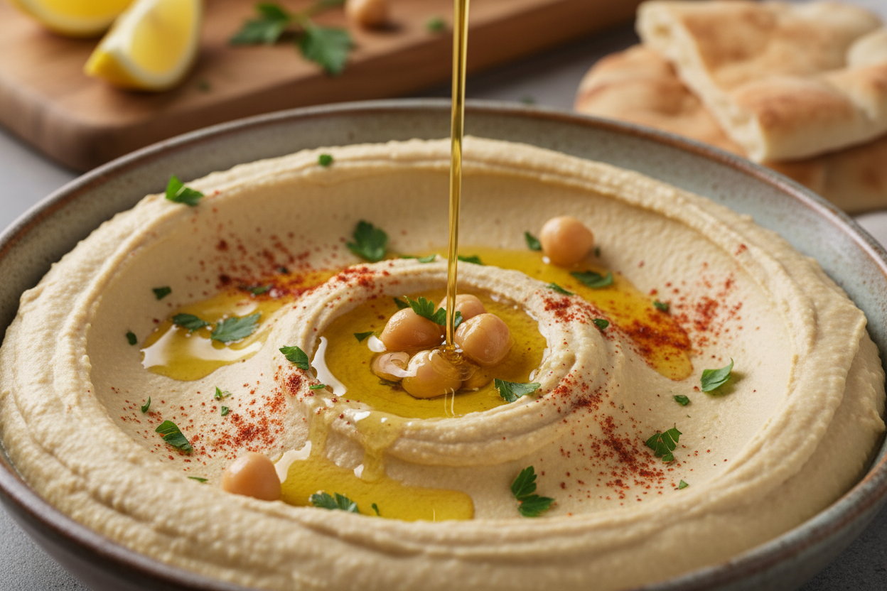 Hummus & Pita Plate preparation step 2