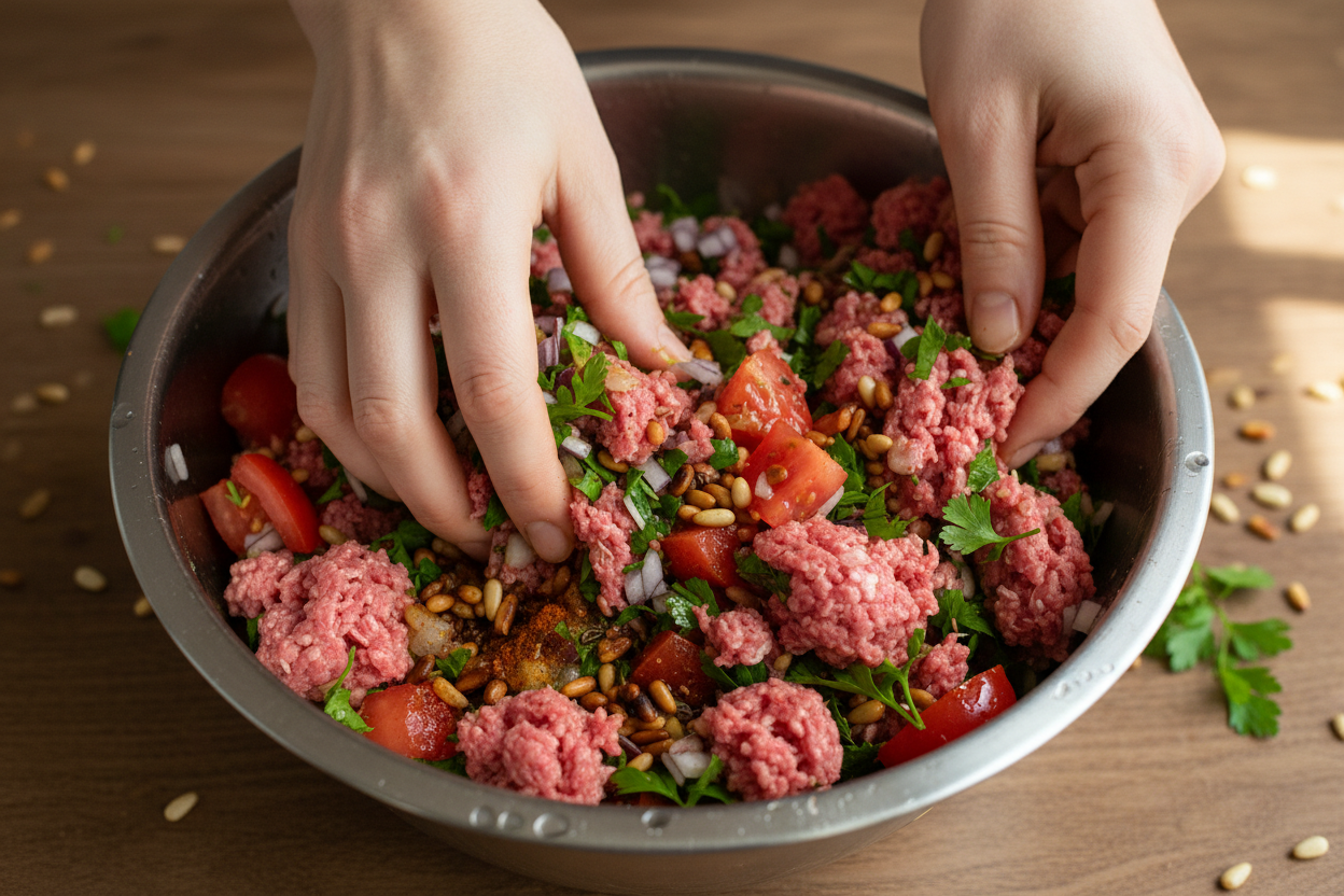 Lebanese Meat Pies (Sfeeha) preparation step 1