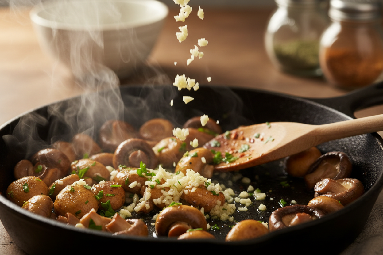 Mushroom Cream Sauce Pasta Recipe 3 Mushroom Cream Sauce Pasta with Garlic and Parmesan preparation step 2